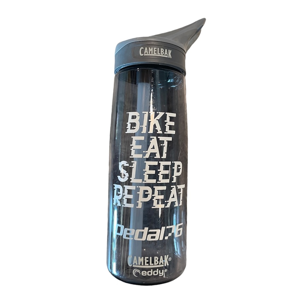 NWOT Contigo Water Bottle Bike Eat Sleep Repeat 750 mL Grey White